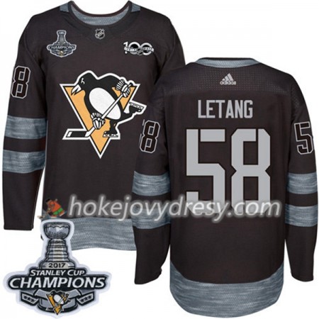 Pánské Hokejový Dres Pittsburgh Penguins Kris Letang 58 1917-2017 100th Anniversary Adidas Černá 2017 Stanley Cup Champions Authentic
